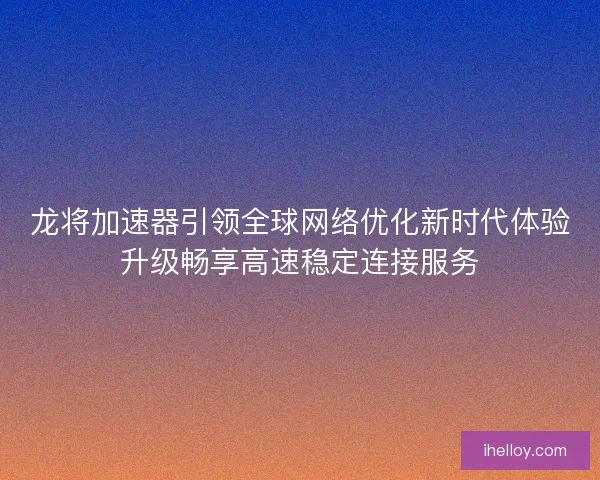 龙将加速器引领全球网络优化新时代体验升级畅享高速稳定连接服务
